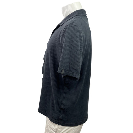 Rag & Bone Men's Blue Textured Short Sleeve Collared Button Down Shirt Top Sz L