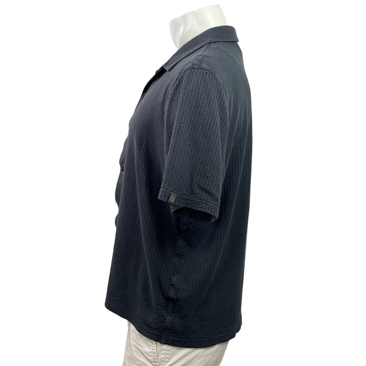 Rag & Bone Men's Blue Textured Short Sleeve Collared Button Down Shirt Top Sz L