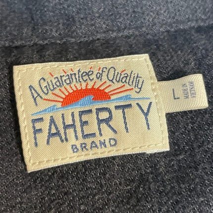 Faherty Men's Black Collar Chest Pocket Long Sleeve Button Down Shirt Top Size L