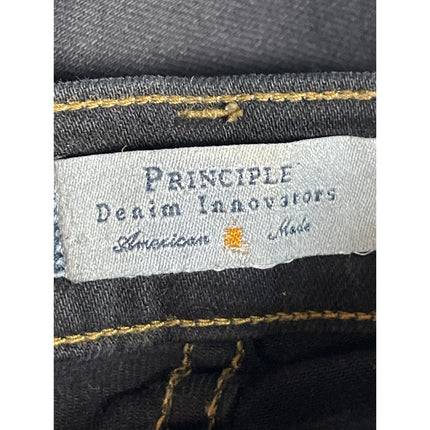 Principle Denim Innovators Black Fringe Raw Hem Mid Rise Straight Denim Jeans 27