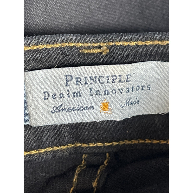 Principle Denim Innovators Black Fringe Raw Hem Mid Rise Straight Denim Jeans 27
