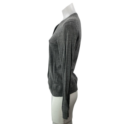 Brooks Brothers Gray Merino Wool Crew Long Sleeve Button Up Cardigan Sweater M
