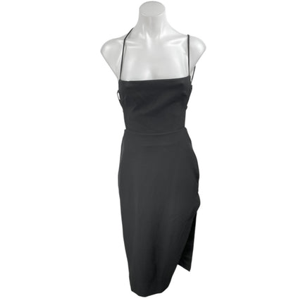 NEW NBD Women's Black Sleeveless Slit Cami Camisole Midi Bodycon Tank Dress XS
