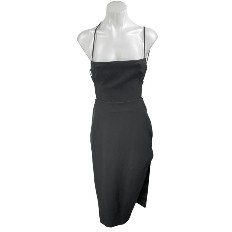 NEW NBD Women's Black Sleeveless Slit Cami Camisole Midi Bodycon Tank Dress XS