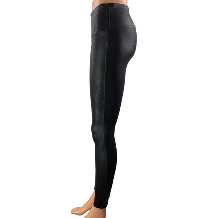 Spanx Women's Black Faux Leather Vegan High Rise Yoga Leggings Pants Size M