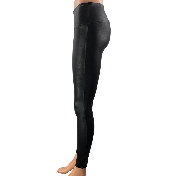Spanx Women's Black Faux Leather Vegan High Rise Yoga Leggings Pants Size M