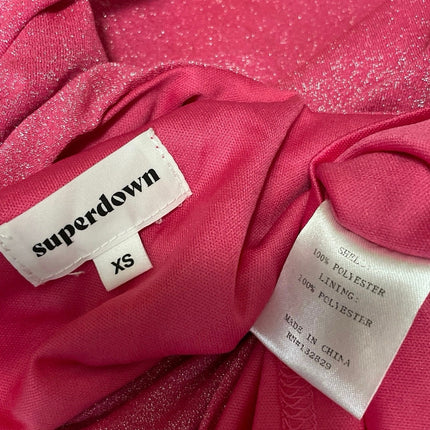 Superdown Women's Pink Sleeveless Metallic One Shoulder Bodycon Mini Dress Sz XS