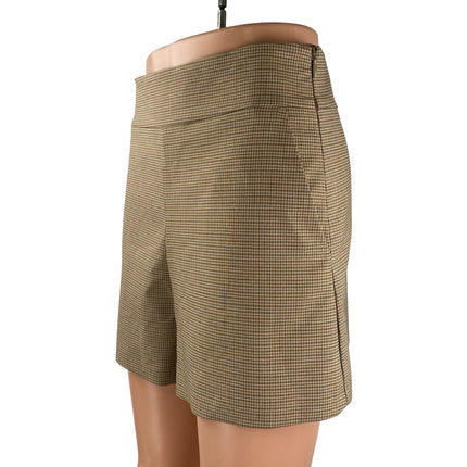Zara Women's Tan Beige Khaki Plaid High Waisted Pocket Casual Mini Shorts Size S