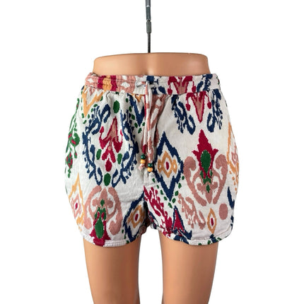 Zara Women's Multicolor Argyle Geometric High Rise Tie Boho Mini Shorts Size S