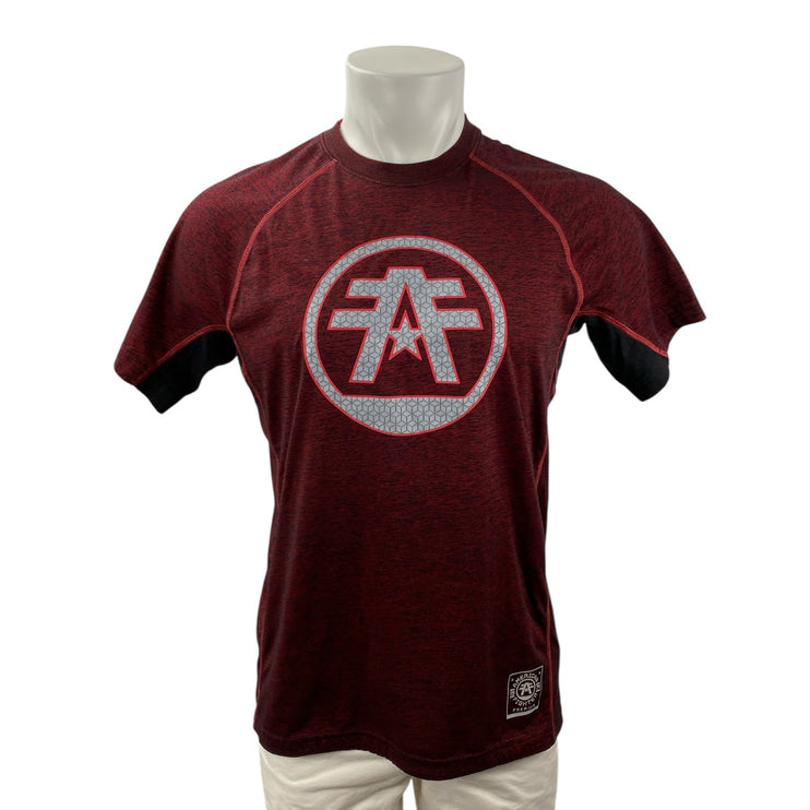 American Fighter Men's Red Logo Short Sleeve Raglan Crew T Shirt Tee Top Size L