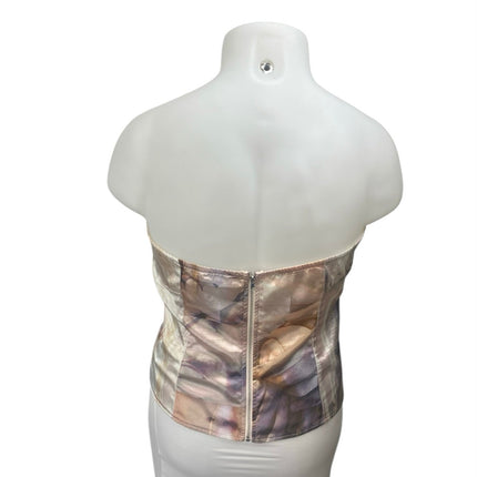 PrettyLittleThing Multicolor Satin Printed Sleeveless Bandeau Corset Crop Top 12