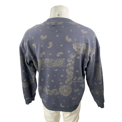 Original Use Men's Navy Blue Paisley Long Sleeve Crew Neck Sweatshirt Top Size M