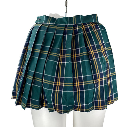 Hug Sunshine Green Plaid Flannel Tartan Pleated High Waist Mini Skirt Size 3XL
