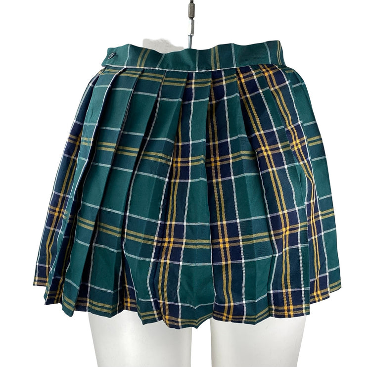 Hug Sunshine Green Plaid Flannel Tartan Pleated High Waist Mini Skirt Size 3XL
