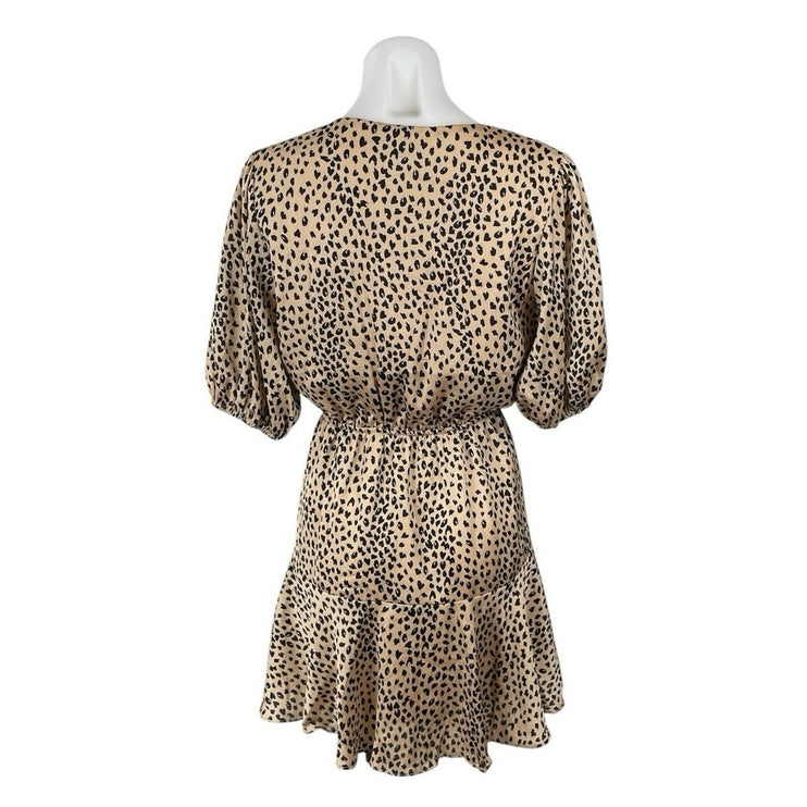 Petal and Pup Eisley Verge Leopard Print Puff Sleeve Mini Flare A-Line Dress 6