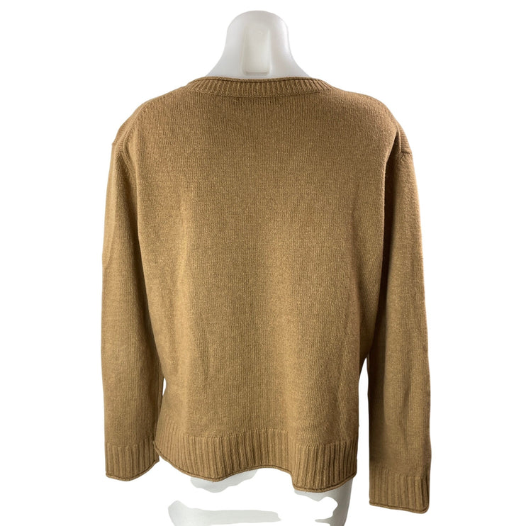 Jenni Kayne Women's Tan Wool Cashmere Crew Long Sleeve Knit Sweater Top Size S