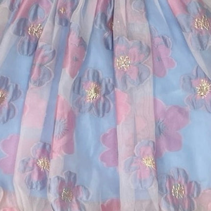 Rare Editions Girls Blue Purple Floral Organza Sleeveless Fit & Flare Dress 10