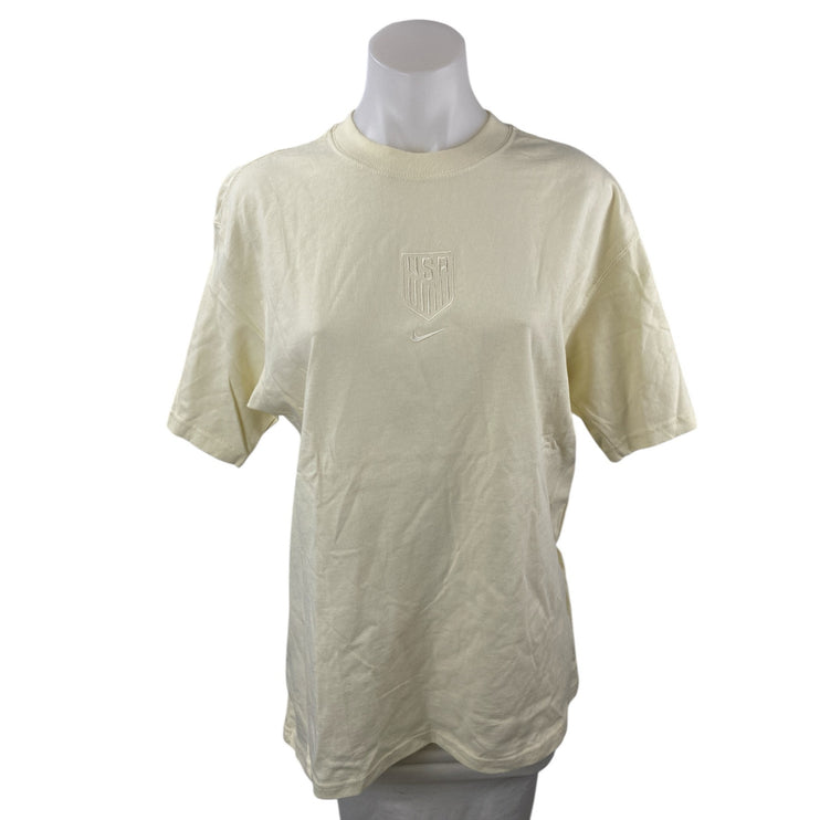 The Nike Tee Women's Yellow Short Sleeve Crew Neck Basic Loose T Shirt Top Sz S