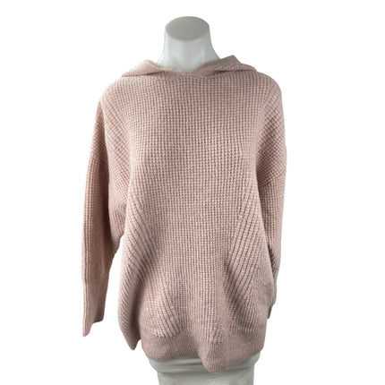 Express Women's Pink Waffle Knit Hoodie Hooded Long Sleeve Sweater Top Size S