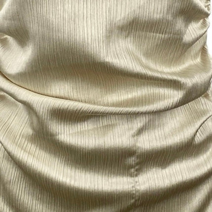 Zara Womens Metallic Satin Draped One Shoulder  Sleeveless Asymmetric Tank Top S