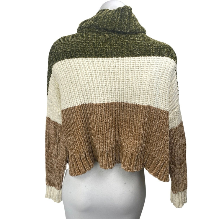 Poof Apparel Women's Multicolor Colorblock Turtleneck Chunky Knit Sweater Top S