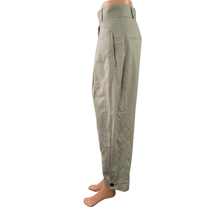 Zara Women's Gray Pleated High Rise Button Cuffed Hem Tapered Trousers Pants S