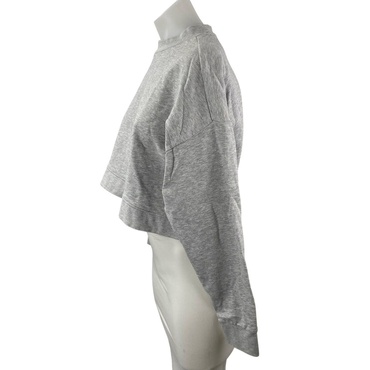 WeWoreWhat Women's Gray Long Sleeve Crew Neck Boxy Cropped Sweatshirt Top Sz M