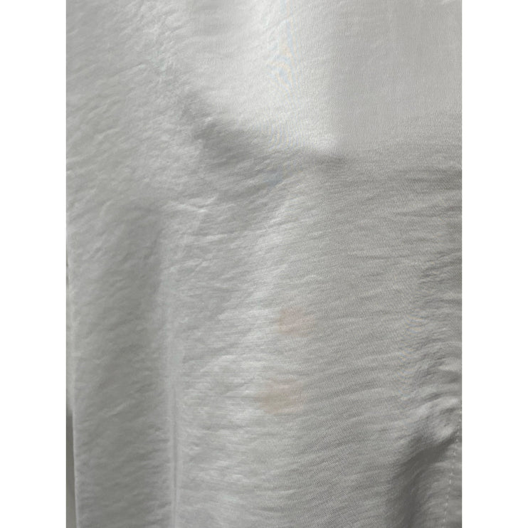 Zara Women's White Silky Satin Collared Long Sleeve Button Down Shirt Top Size M