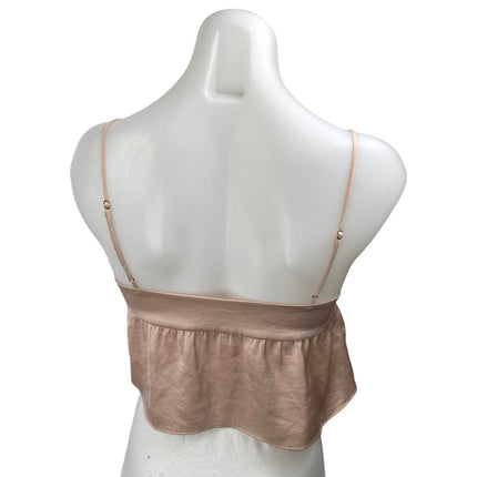 Aritzia Little Moon Pink Sleeveless V Neck Cami Camisole Tank Crop Top Size XS