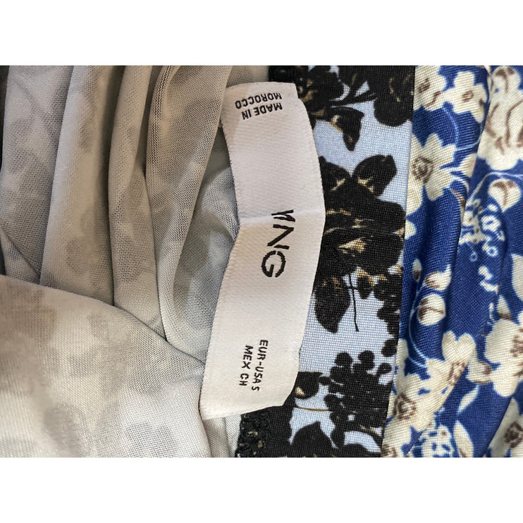 MNG Mango Women's Multicolor Floral Patchwork Midi Godet Flare A-Line Skirt Sz S