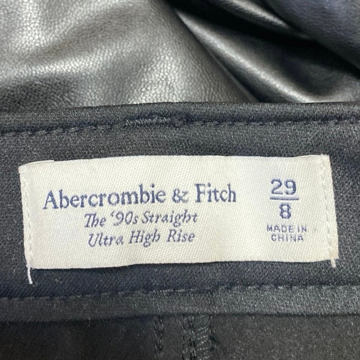 Abercrombie & Fitch Black Faux Leather Straight Leg High Waist Trousers Pants 29