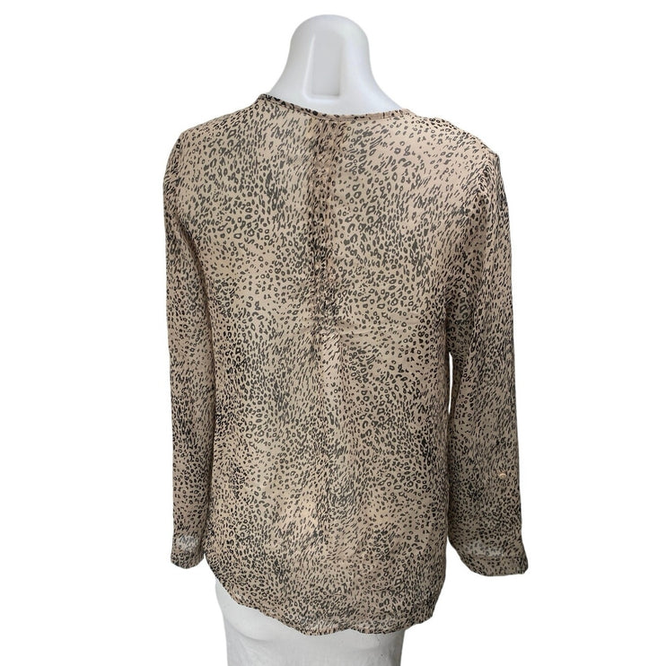 Urban Outfitters Pins & Needles Beige Leopard Long Sleeve Button Up Shirt Top S
