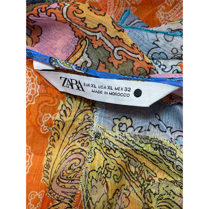 Zara Women's Multicolor Paisley Sleeveless Ruffles Asymmetric Tank Top Size XL