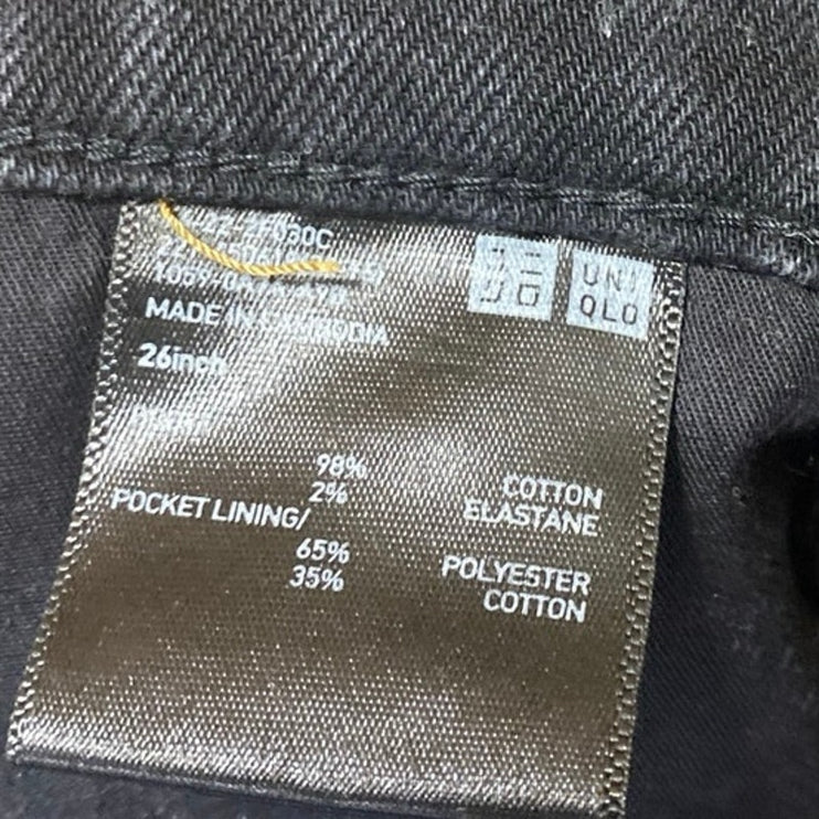 Uniqlo Women's Black High Waisted Flared Bootcut Leg Denim Jeans Pants Size 26