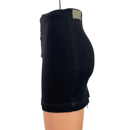 Carmar Women's Black Full Zip High Waisted Fitted Stretch Pencil Mini Skirt 25