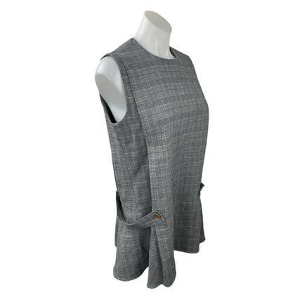 Zara Women's Gray Plaid Check  Sleeveless Mini Skater Tank Flare Shift Dress M