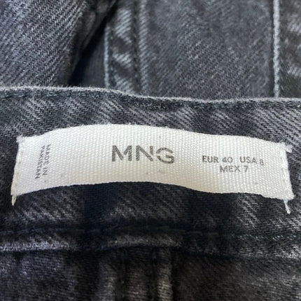 MNG Mango Womens Black High Waisted Straight Wide Leg Denim Jeans Panrs Size 8