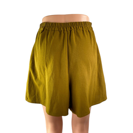 Zara Women's Olive Green Tie Waist Belted High Rise A Line Mini Shorts Size S