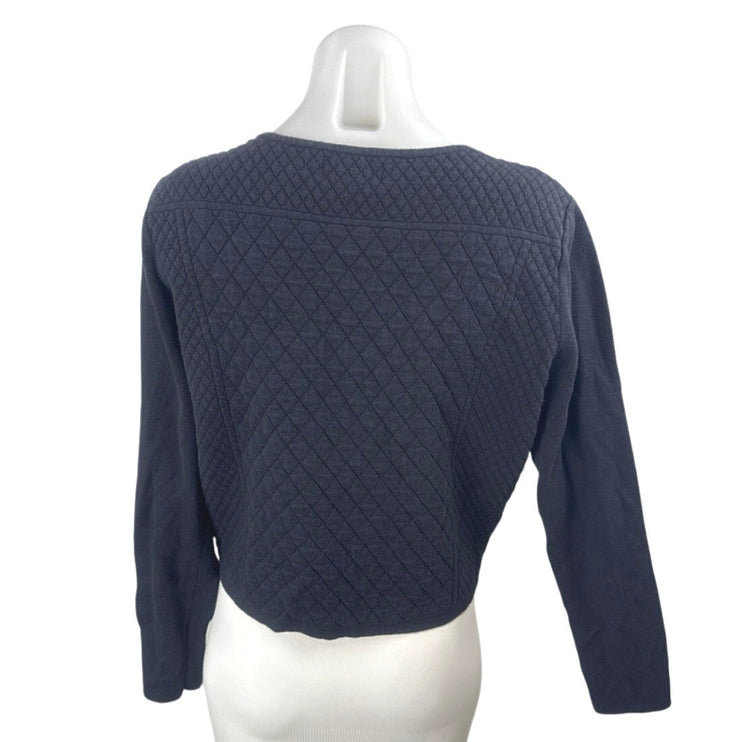 Elle Women's Blue Quilted Knit Long Sleeve Zip Asymmetrical Moto Coat Jacket L