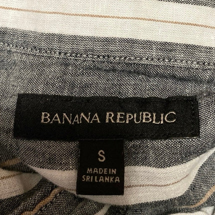 Banana Republic Gray White Striped Long Sleeve Button Front Shirt Top Size S