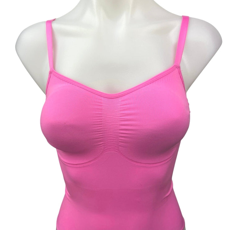 Skims Pink Seamless Sculpt Spaghetti Sweetheart Neck Thong Bodysuit Top Size S/M