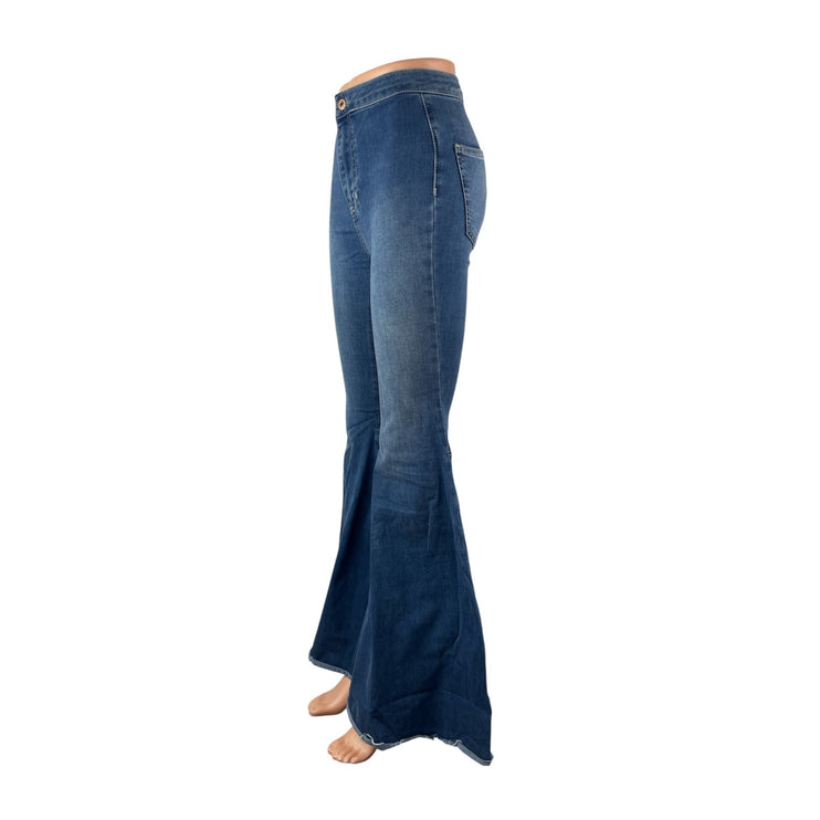 Free People We The Free Blue High Rise Flared Bootcut Bell Bottom Denim Jeans XS
