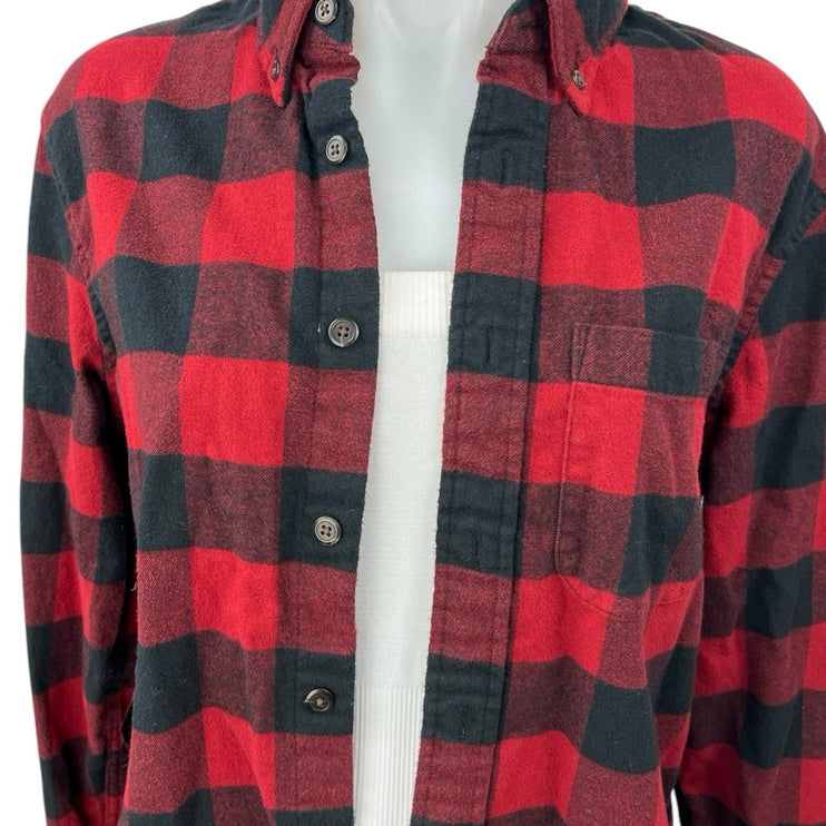 Abercrombie & Fitch Women's Red Black Flannel Plaid Checkered Button Shirt Top S