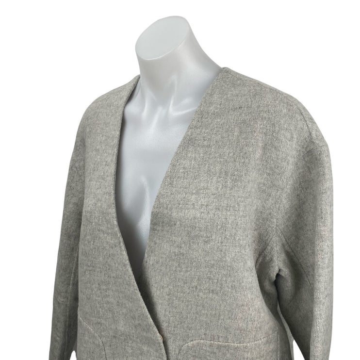 M+C Studios Womens Gray Wool V Neck Long Sleeve Sweater Cardigan Coat Jacket OS