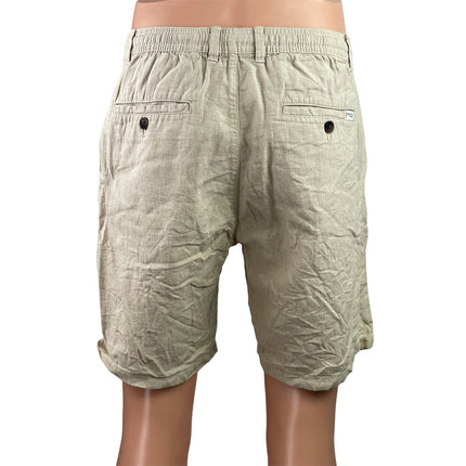 Selected Men's Beige Linen Drawstring Chino Khaki Bermuda Golf Shorts Size M
