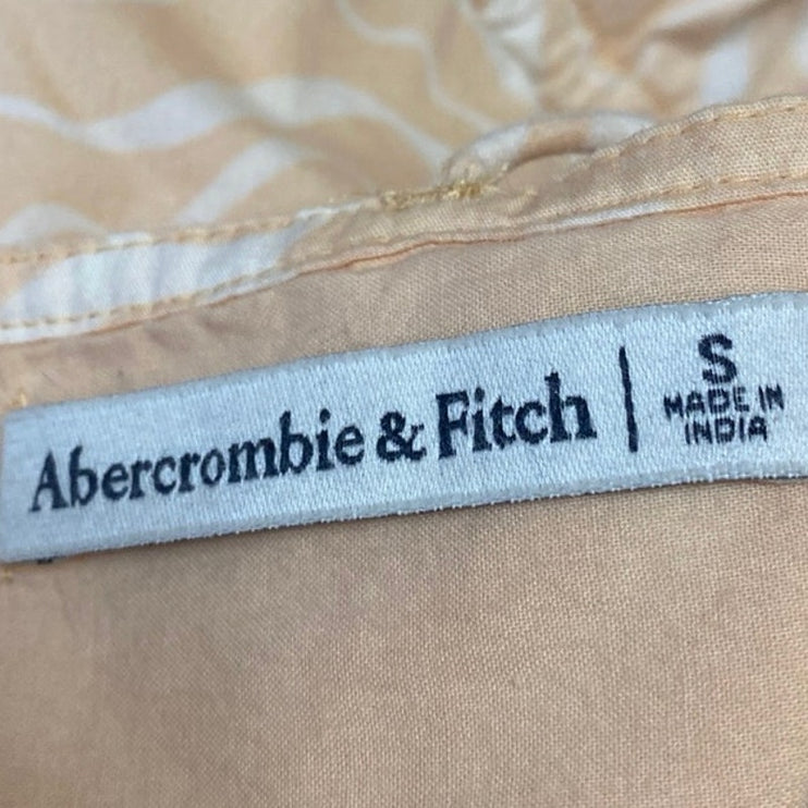 Abercrombie & Fitch Yellow Wave Print Sleeveless V Neck A Line Mini Dress Size S