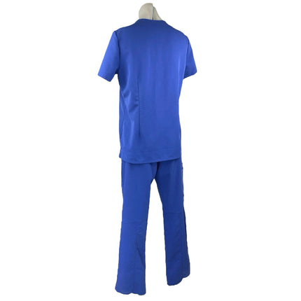 Figs Women's Blue Short Sleeve Pocket Nurse Medical Scrub Pants 2 Pc Set Size S