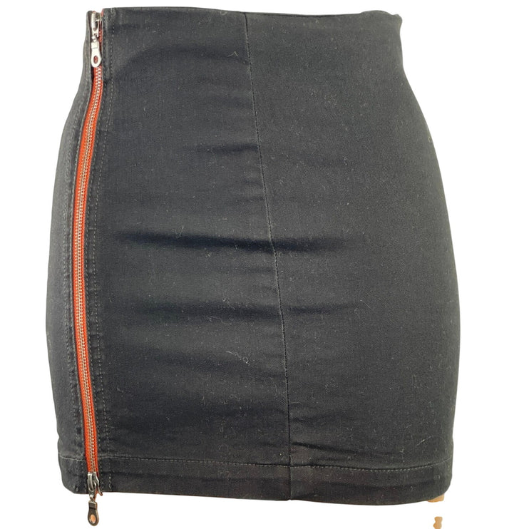 Carmar Women's Black Full Zip High Waisted Fitted Stretch Pencil Mini Skirt 25