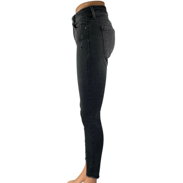 Pistola Women's Black Mid Rise Distressed Frayed Raw Hem Skinny Denim Jeans 27