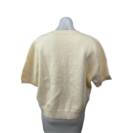 Cider Cream Gingham Check Heart Bow Tie Short Sleeve Knit Sweater Top Size 4XL